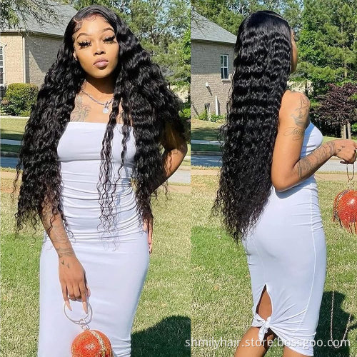 Hot Selling Brazilian Deep Wave Full Lace Wig 8-30 Inch Longest Virgin Lace Front Human Hair Wig with Baby Hair For Black Women